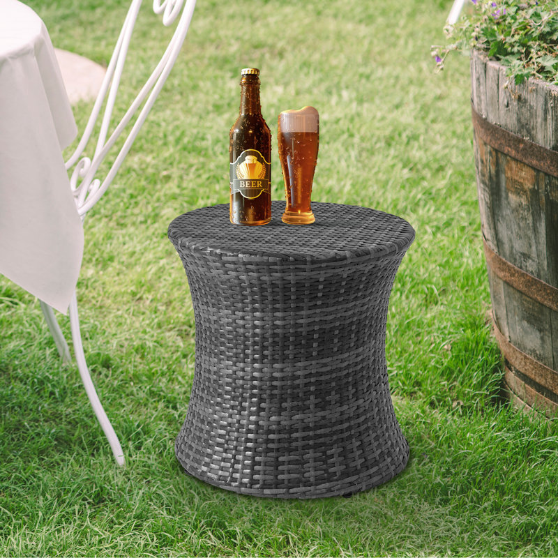 Table d'appoint en osier Aghilas, Gris foncé