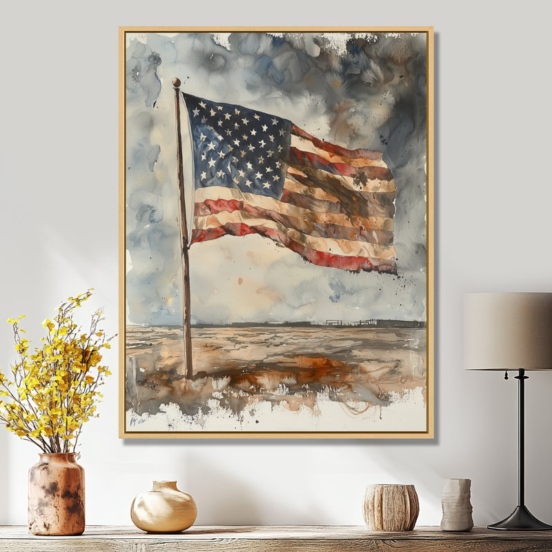 Drapeau de la liberté des États-Unis dans les années 18S - Art mural États-Unis, H 40 po x l 30 po, Crème, crème