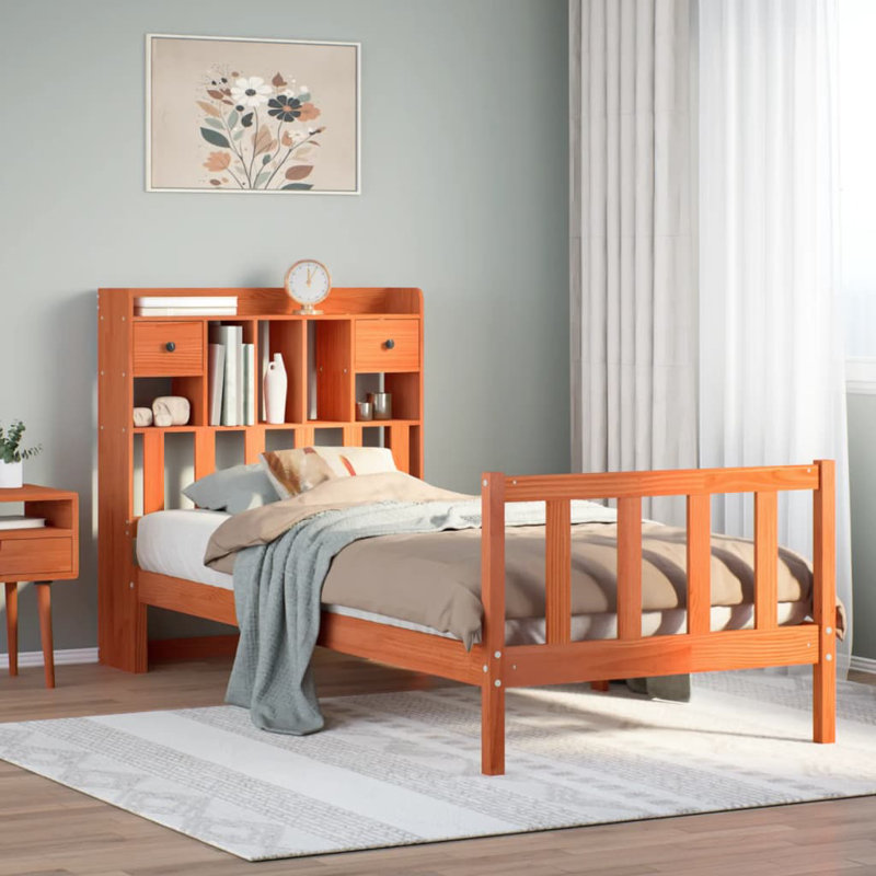 Bradenville Solid Wood Bed, Wax brown, 160 x 200cm