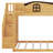 Twin Over Full Bunk Bed With Slide And Staircase, Storage Shelf And Wardrobe,  Wood Loft Bunk Bed With House Design Safety Guardrail-592828973