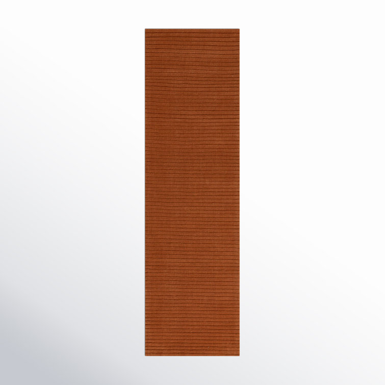 Guiness Solid Color Hand Loomed Wool Area Rug in Orange