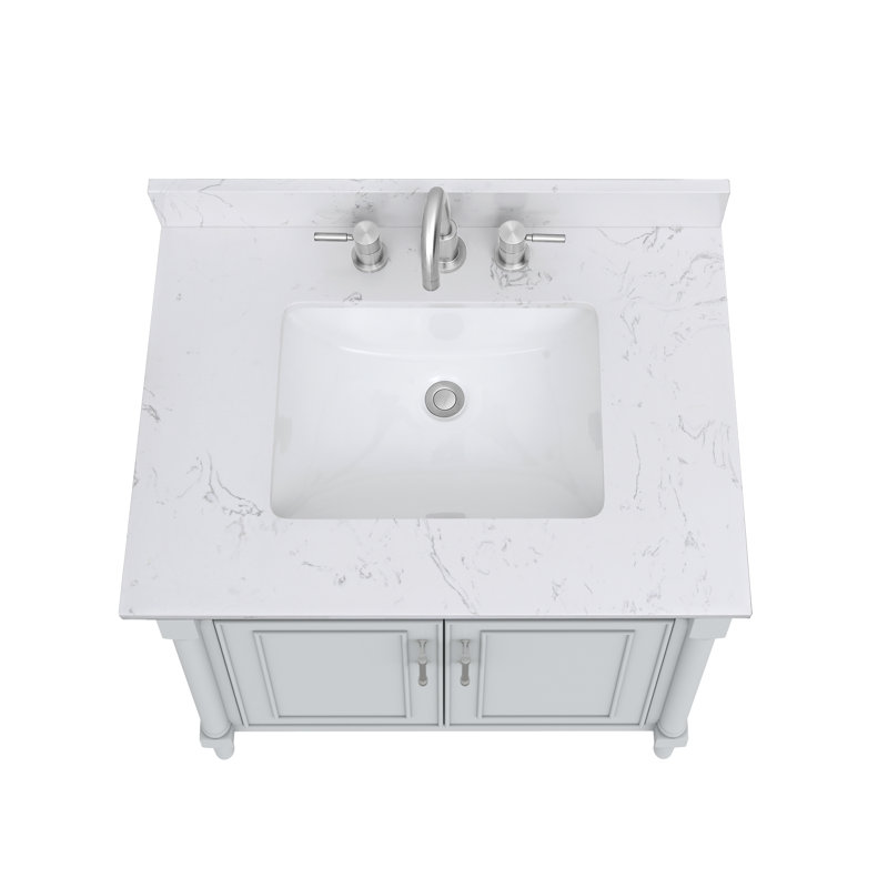 Addison 30" Free Standing Single Bathroom Vanity with Engineered Stone Top, Light Grey finish