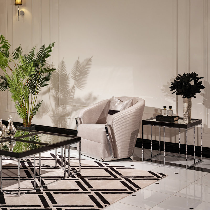 Carmela Mirrored Glass Tray Top End Table