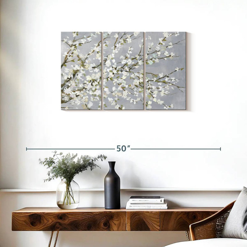Fleurs blanches Harnek, H 20 po x l 33 po