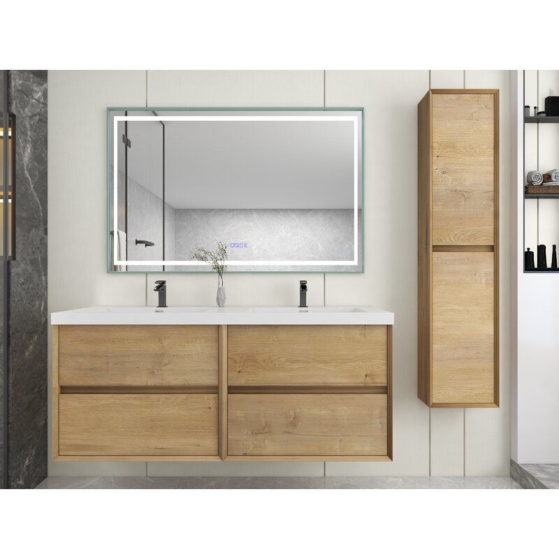 Wade Logan® Seavy 59'' Double Bathroom Vanity with Plastic Top ...