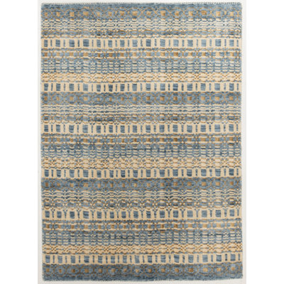 Tapis bleu ciel / beige tissé à la main Cadiz