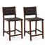 Tabouret de bar en similicuir tressé de 58 cm (23 po) avec structure en bois-1674673138