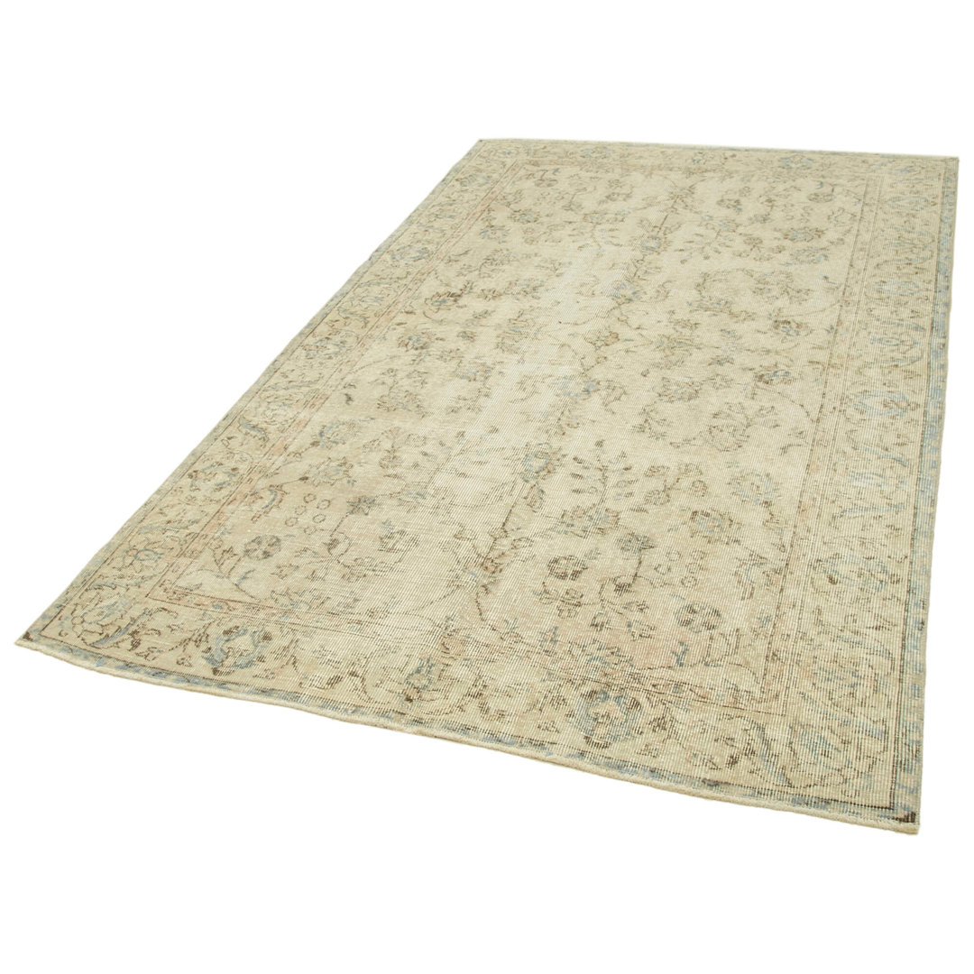 Vintage Beige Vintage Wool Handmade Area Rug