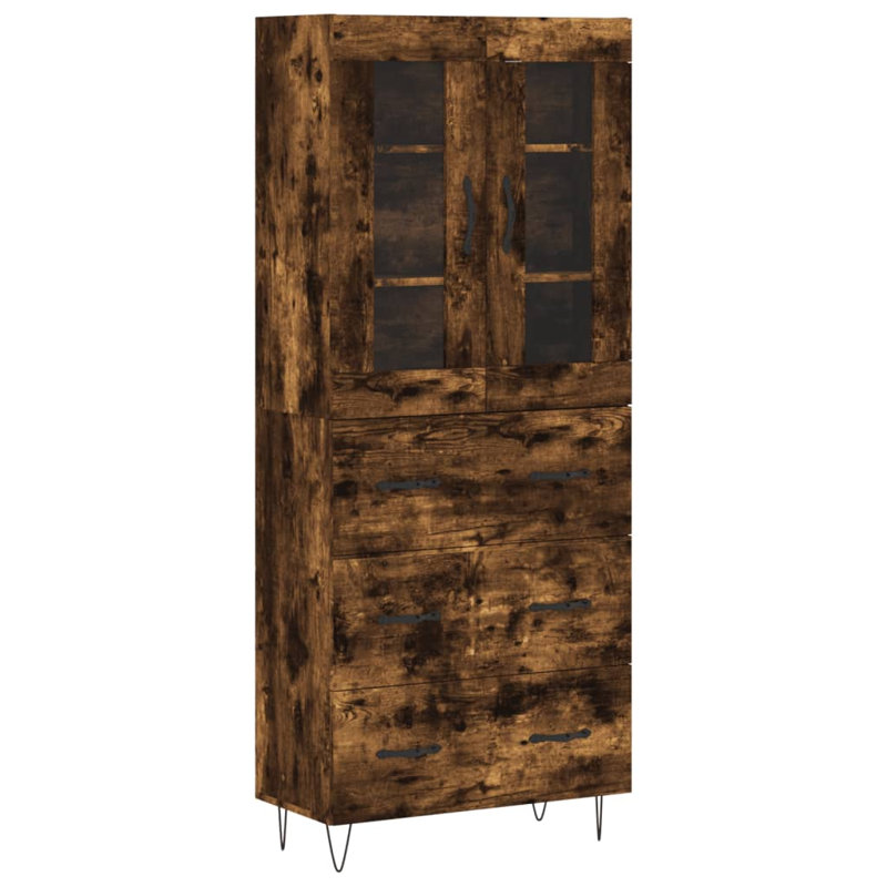 Tetteh 2 Door Manufactured Wood Wardrobe, Smoked Oak