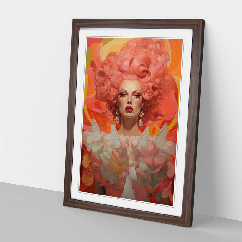 Drag Queen Classicism - Single Picture Frame Print on Wood, 34cm H x 25cm W, Walnut Framed