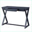 Table basse gris anthracite avec base en forme de X - 1 tiroir de rangement pour le salon, fabrication en queue d'aronde durable