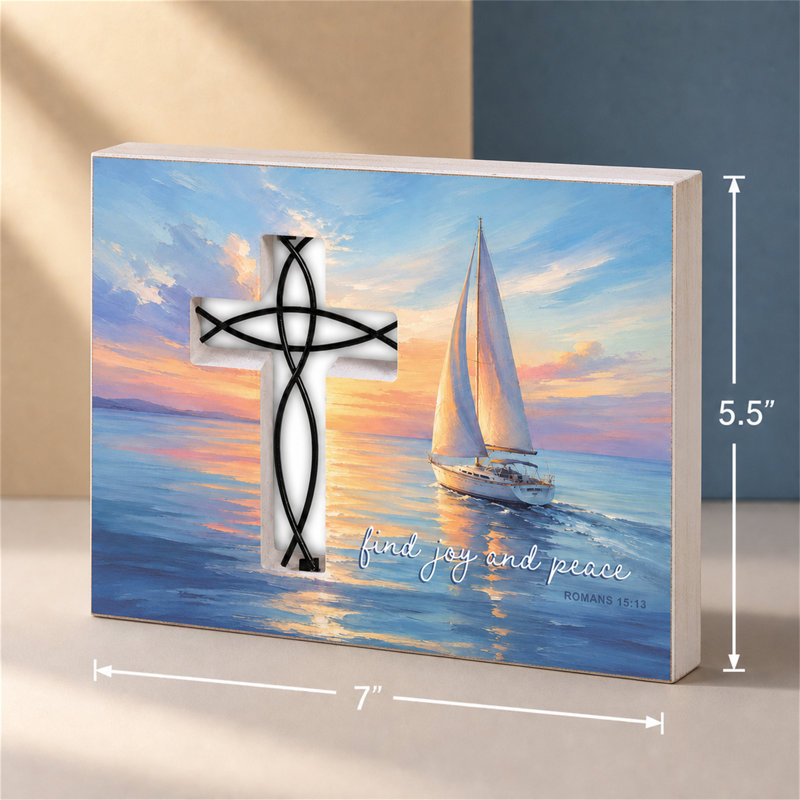 Tabletop Wire Plaque Sailboat Find Peace