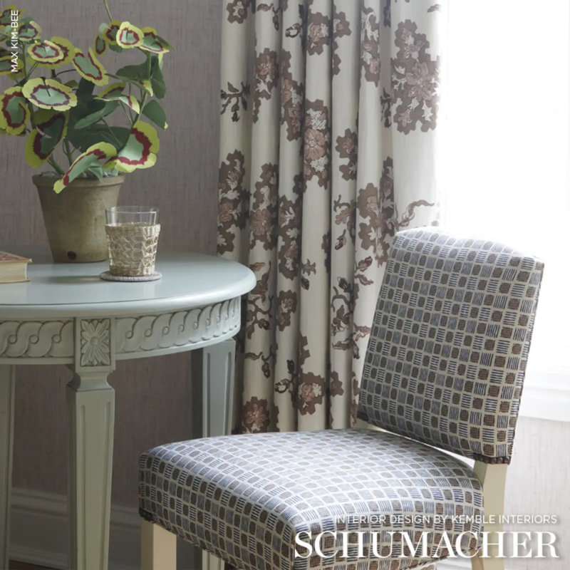 Schumacher x Celerie Kemble Mottley Grid Fabric, Wren