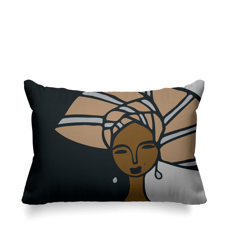 Housse et insert de coussin rectangulaire Abyoka Tribal, Beige
