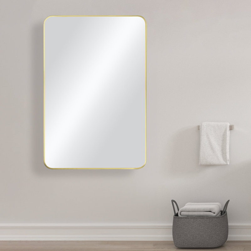 Miroir mural incassable 18 po x 36 po, 36 po x 24 po, Or brossé
