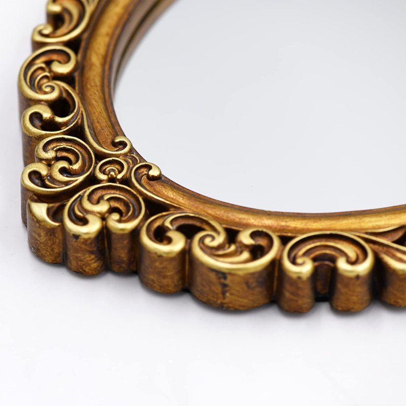 Oval Wall Mirror Mirror Vintage Hanging Mirrors For Bedroom Living-room Dresser Decor (gold;frame Size:15.7 X 11.2 Inch)