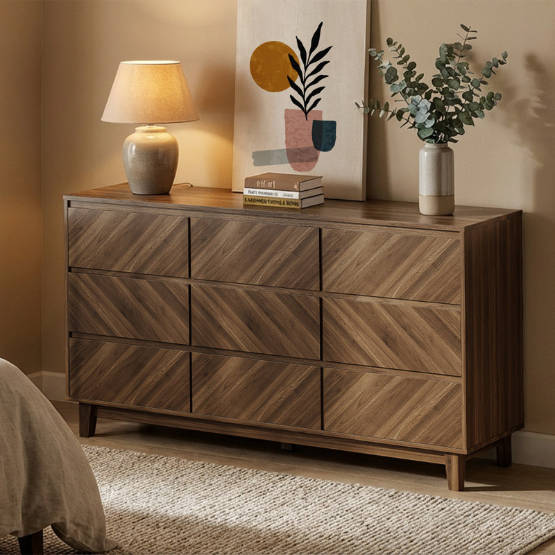 59”W 9—Drawer Dresser，Modern Chest Of Drawers
