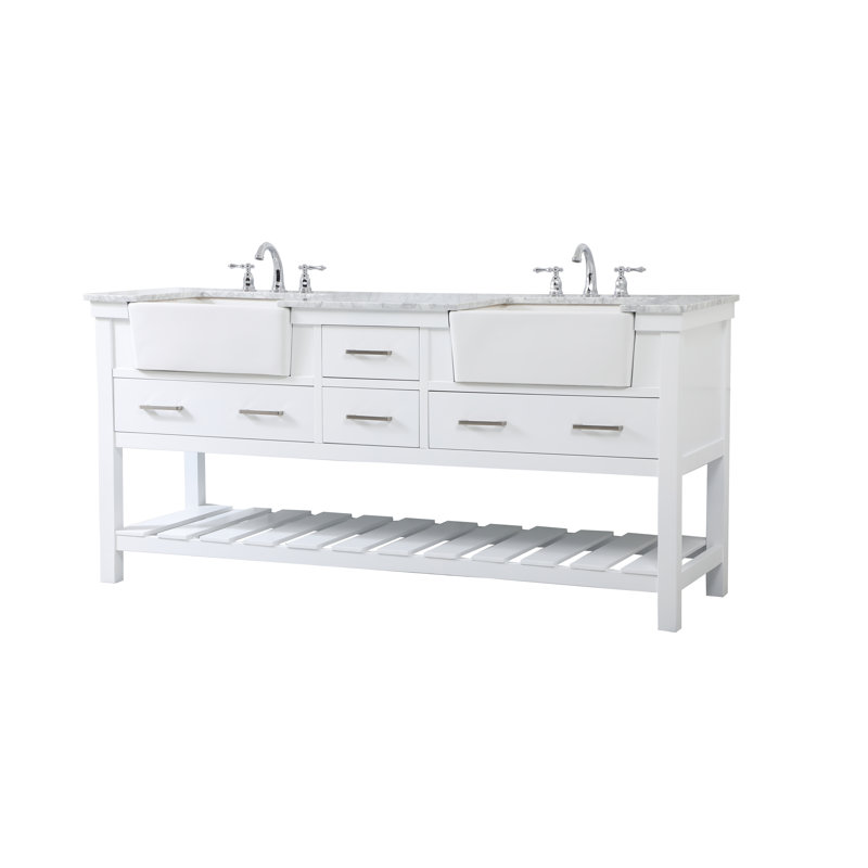 Meuble-lavabo double 72 po Pelaghia, Blanc