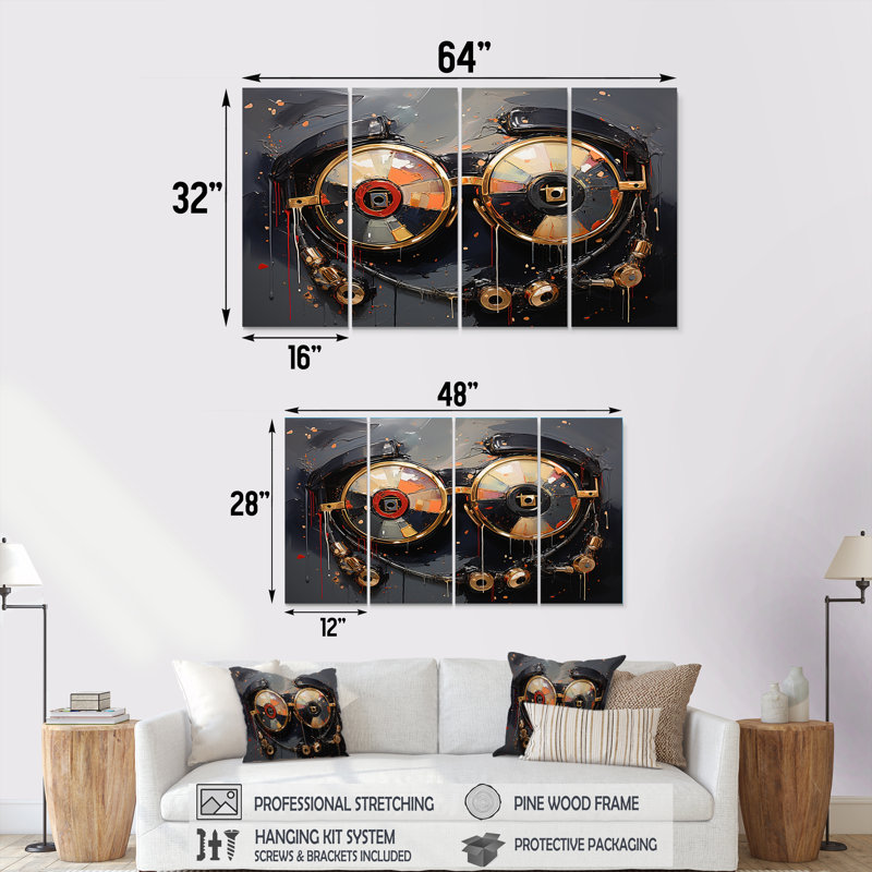 Futuriste élégance lunettes de soleil II - ensemble de 4 décorations murales, H 28 po x l 48 po