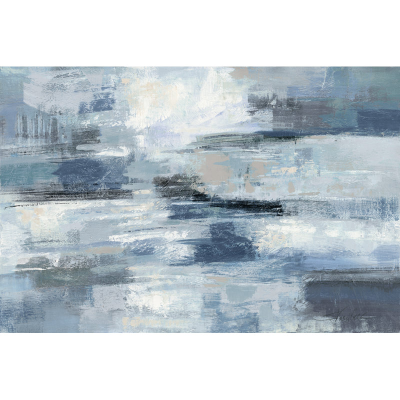 Clear Water Indigo And Grey by Silvia Vassileva - Wrapped Canvas Painting, 91cm H x 91cm W