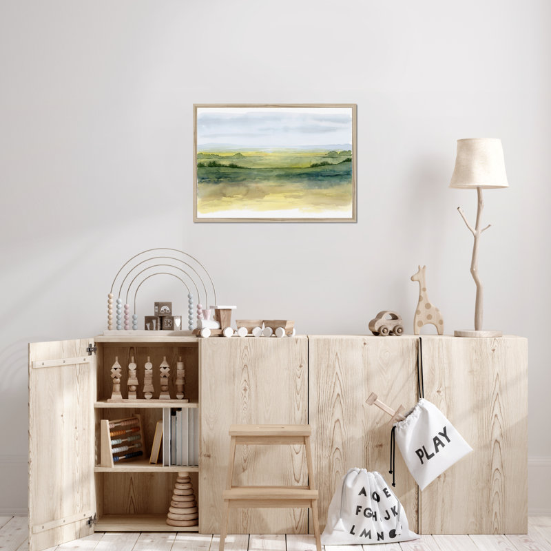 Golden Strata I by Grace Popp - Painting, 34cm H x 50cm W, Natural Wood Framed Paper Print
