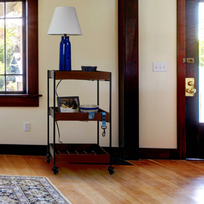 30.5''H Winona Mango Wood and Metal Storage Cart on Wheels