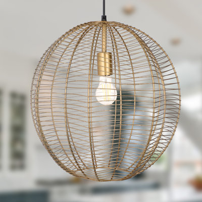 12"W Venera Woven Gold Wire Globe Pendant
