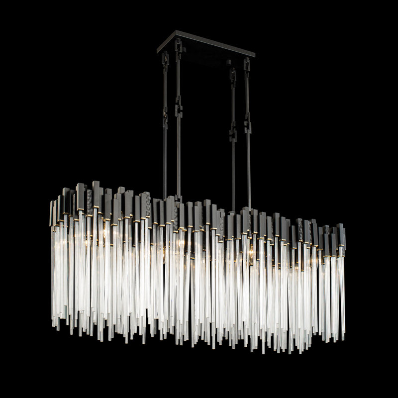 Luminaire suspendu Matrix - P 13 po x l 48,25 po x H 31,5 po - noir mat / or français, Noir mat / or français, 8 Lights