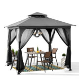 SUNJOY 9x9 2-Tier Steel Frame Gazebo with Netting -