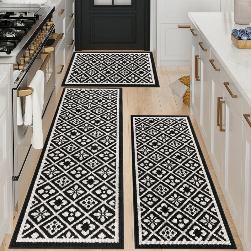 Machine Washable Non-Slip Kitchen Mat, Black