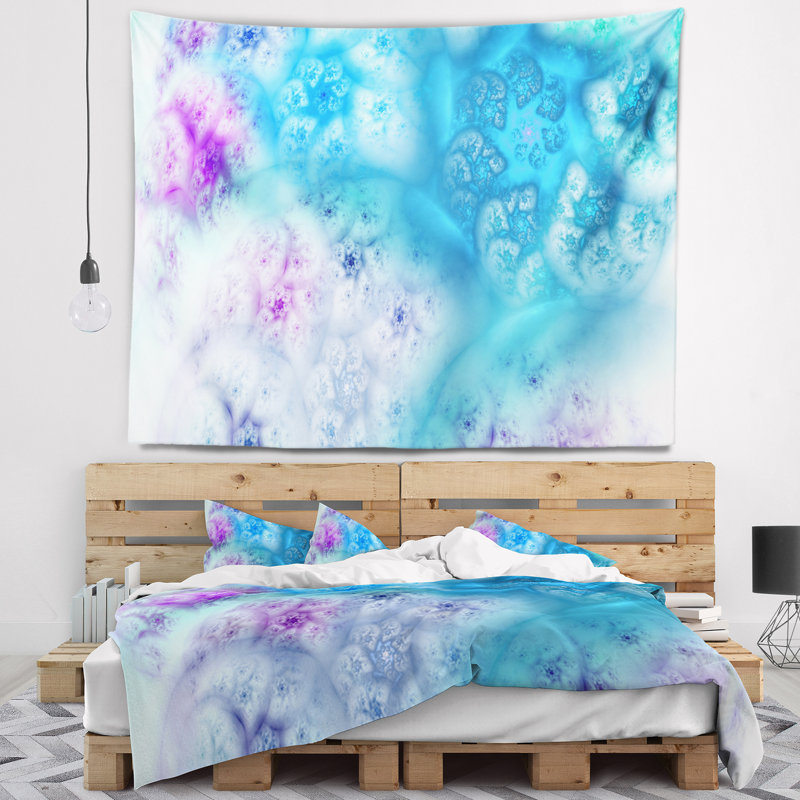Tapisserie abstraite, bleu clair, ciel orageux, H 32 po x l 39 po
