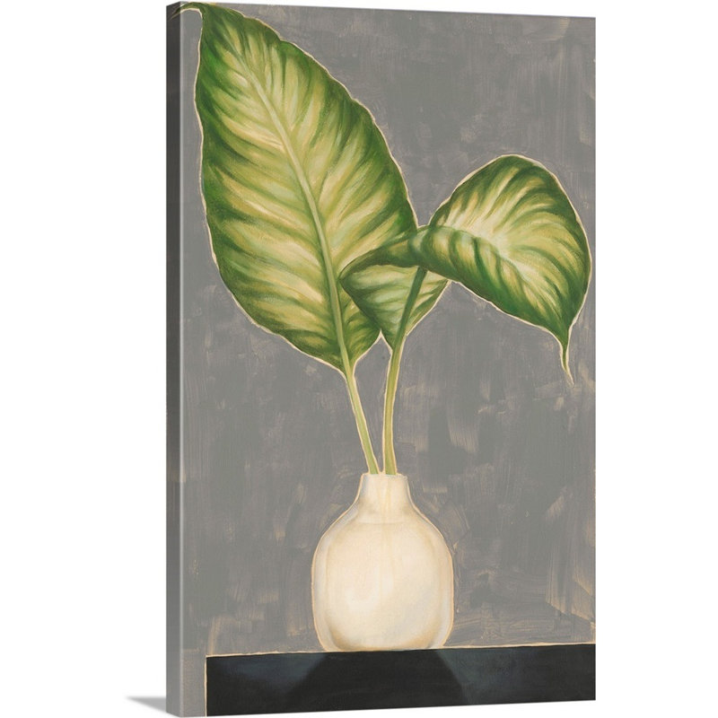 " Frond In Vase IV " by Jennifer Goldberger Painting Print, Wrapped Canvas, 18" H x 12" W
