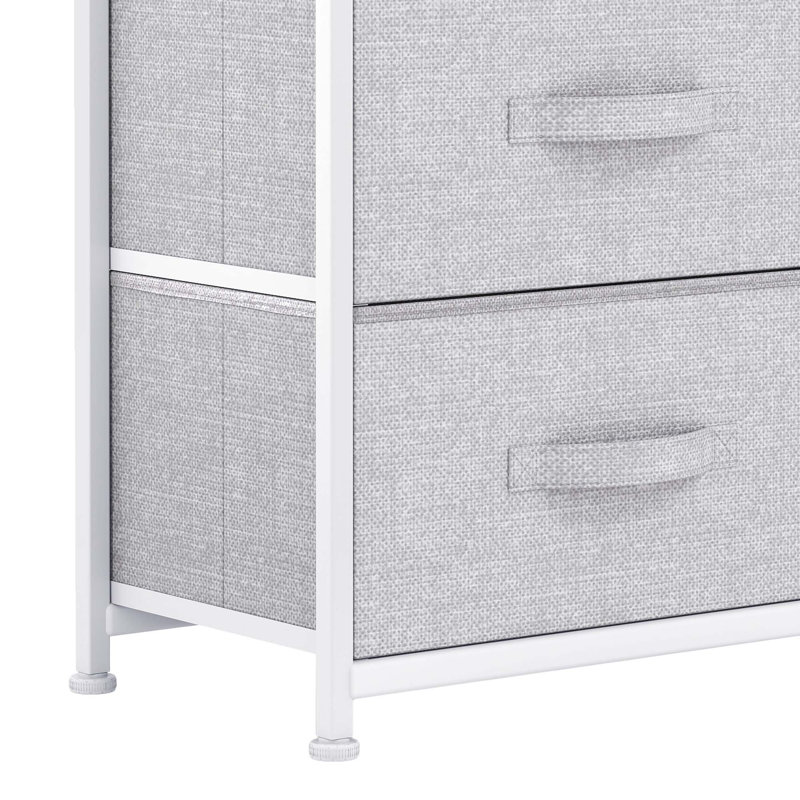 Commode en tissu à 4 tiroirs l 17,7 po Cecilio, Gris clair / naturel / blanc