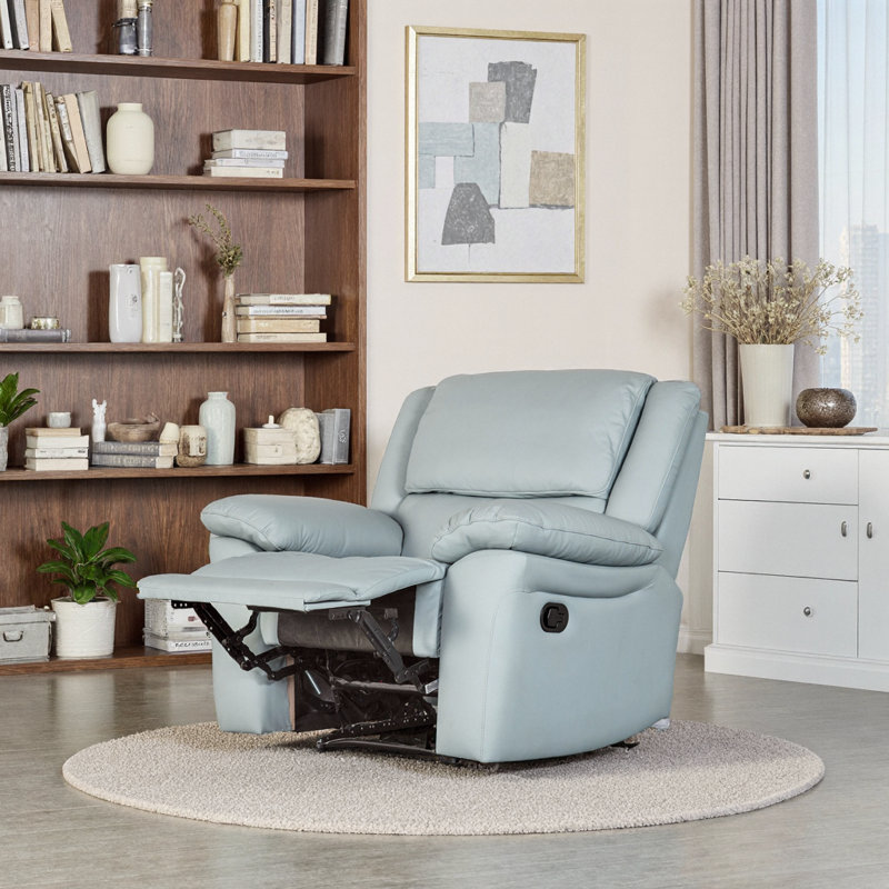 Elegant Pillow Arm Recliner Chair | Transitional Design with Welt Trim & Leather-Match Upholstery | Perfect Living Room Relaxation Solution