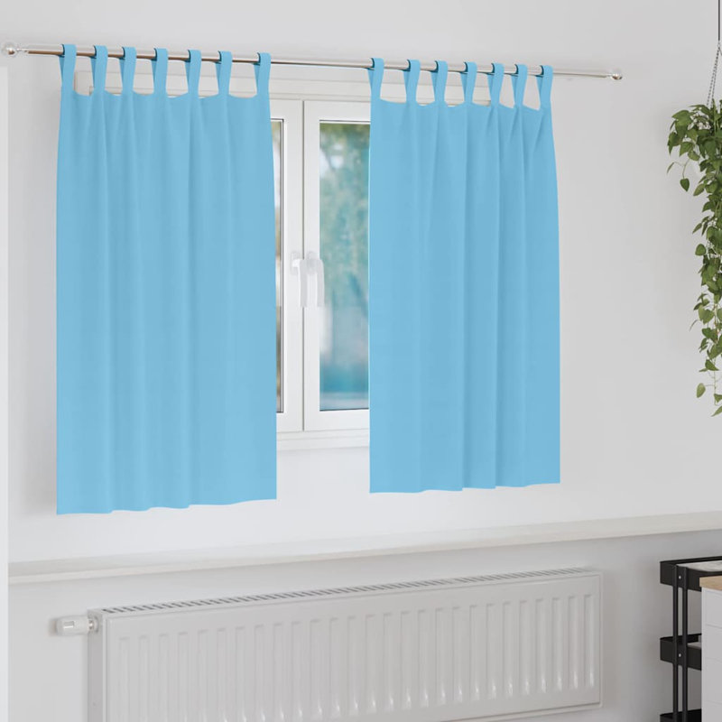 Curtains With Curtains 2 Pcs Polyester, Light Blue, 140cm Width x 140cm Drop