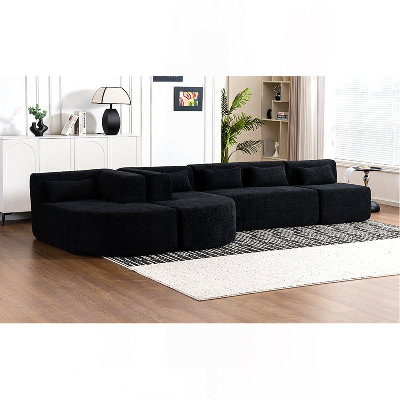 Canapé Boneless 144 ", Bouclé noir