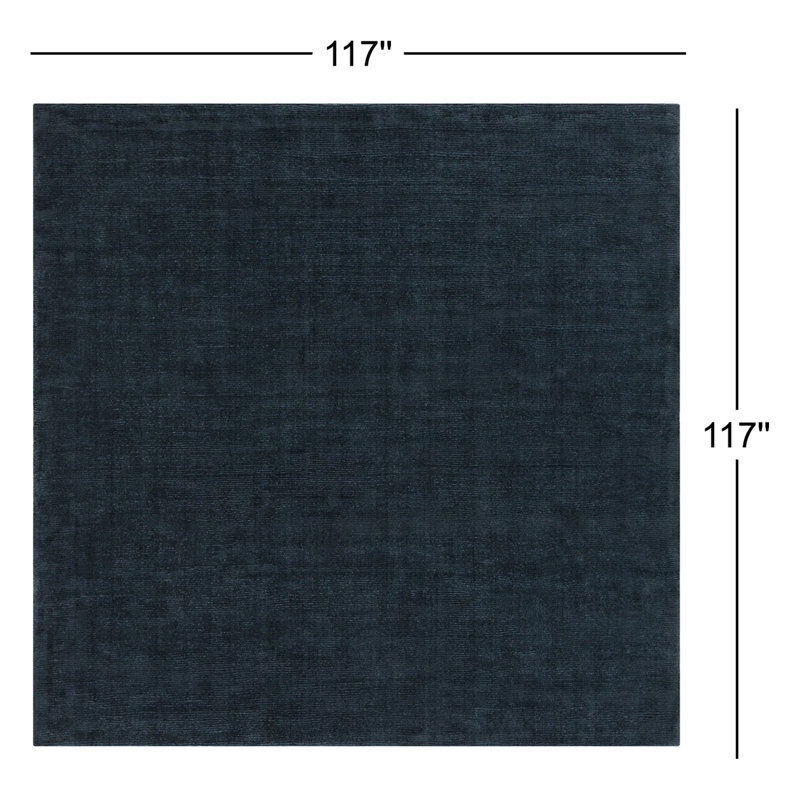 Tapis bleu foncé en laine Crowe, Carré 9 pi 9 po
