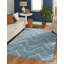 Tapis contemporain en laine touffeté à la main bleu Lila Dahlia