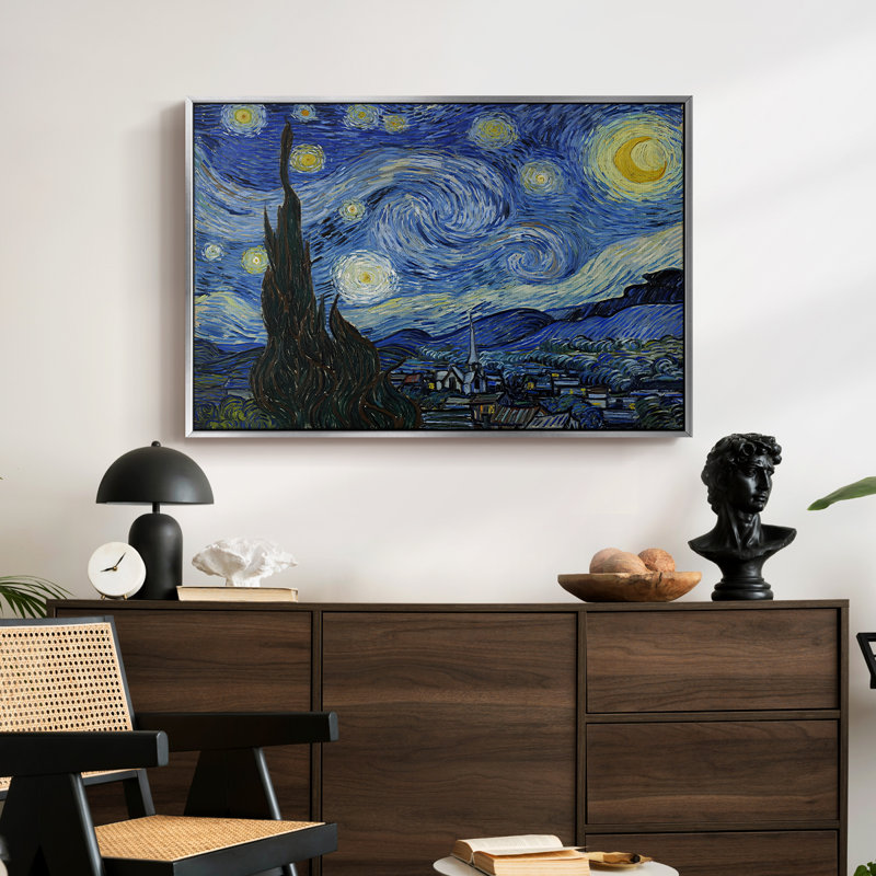 La nuit étoilée, 1889 - Vincent van Gogh - Toile tendue avec châssis, 24 po x 36 po, Argent