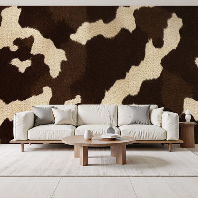 Peel and Stick Wallpaper Brown Beige Camouflage Organic Shapes Wall Murals 69"H x 96"W Removable PVC Wall Paper Self-Adhesive Wall Decor for Bedroom Living Room Home Office