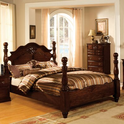 Kansas Four Poster Solid Wood Low Profile Standard Bed -  Fleur De Lis Living, 501E596FE88B43D8AE8C18AA0927BE15