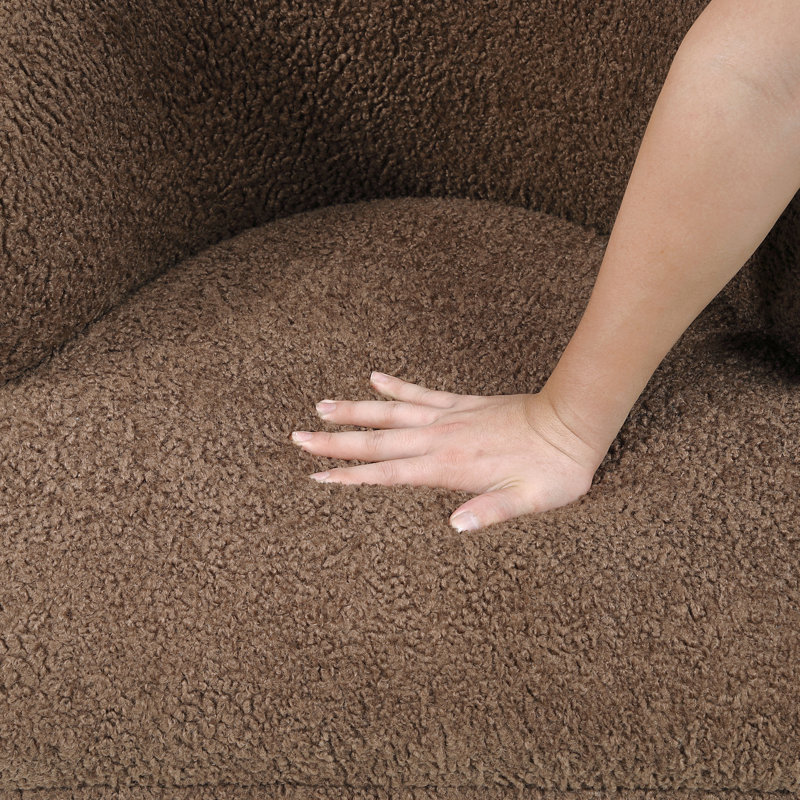 Chaise de luxe Hildegarde, revêtement brun Boucle, mousse haute, boucle décorative moderne en mousse, design, Brun