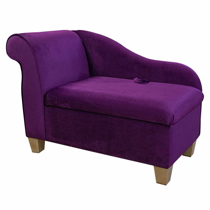 Upholstered Chaise Lounge, Light Oak