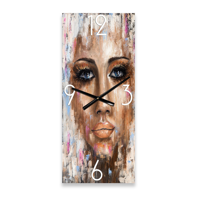 Horloge murale abstraite portrait d'une jeune femme, Grand
