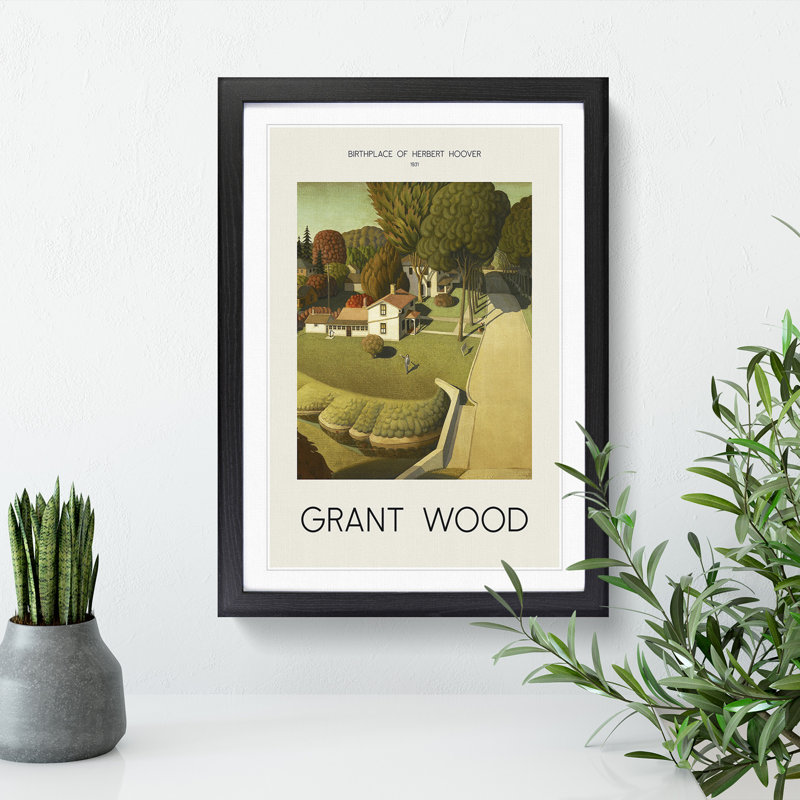 The Birthplace of Herbert Hoover by Grant Wood - Picture Frame Painting, Black Framed, 36cm H x 27cm W x 2cm D