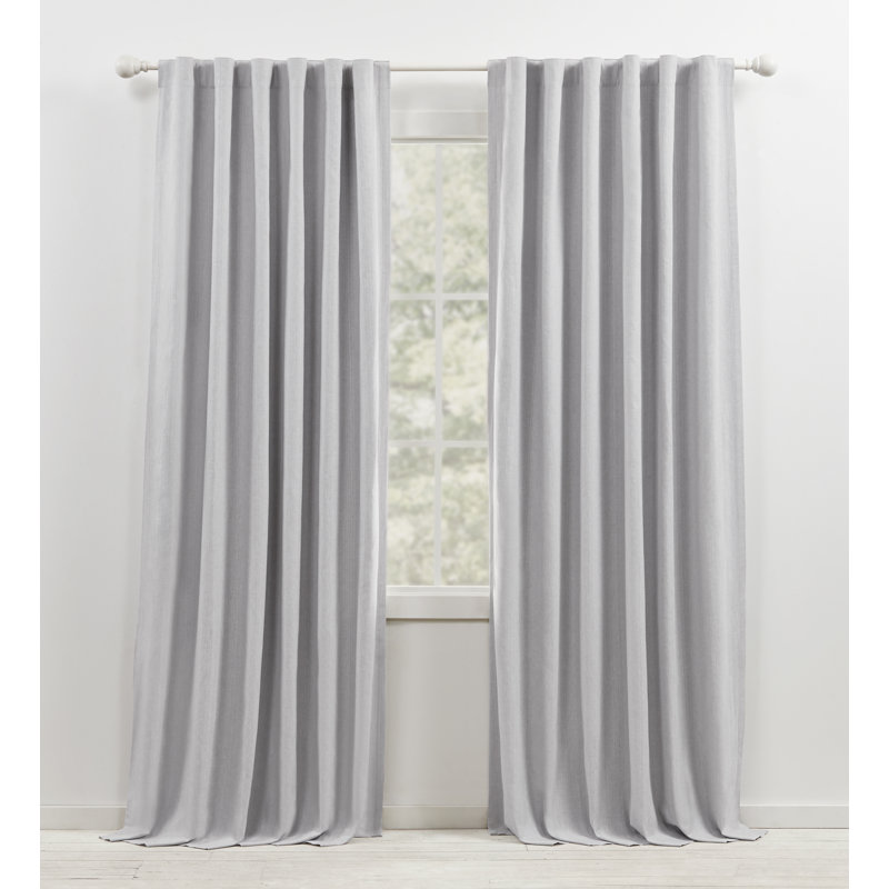 Lauren Ralph Lauren Sallie Blackout Heavy Cotton/Linen Blend with Lining Back Tab/Rod Pocket Curtain, Gray, 54" W x 84" L