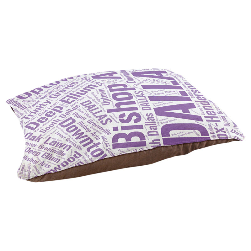 Coussin de chien « districts », Grand (l 40 po x P 30 po x H 14 po), Mauve, Dallas