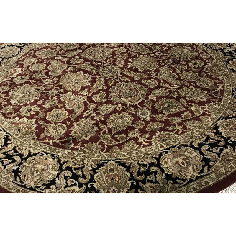 Tapis rond brun de haute qualité noué à la main
