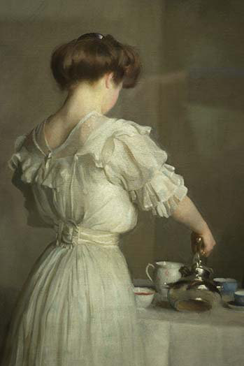« thé feuilles » par william mcgregor paxton, reproduction d’art, H 42 po x l 28 po x P 1,5 po