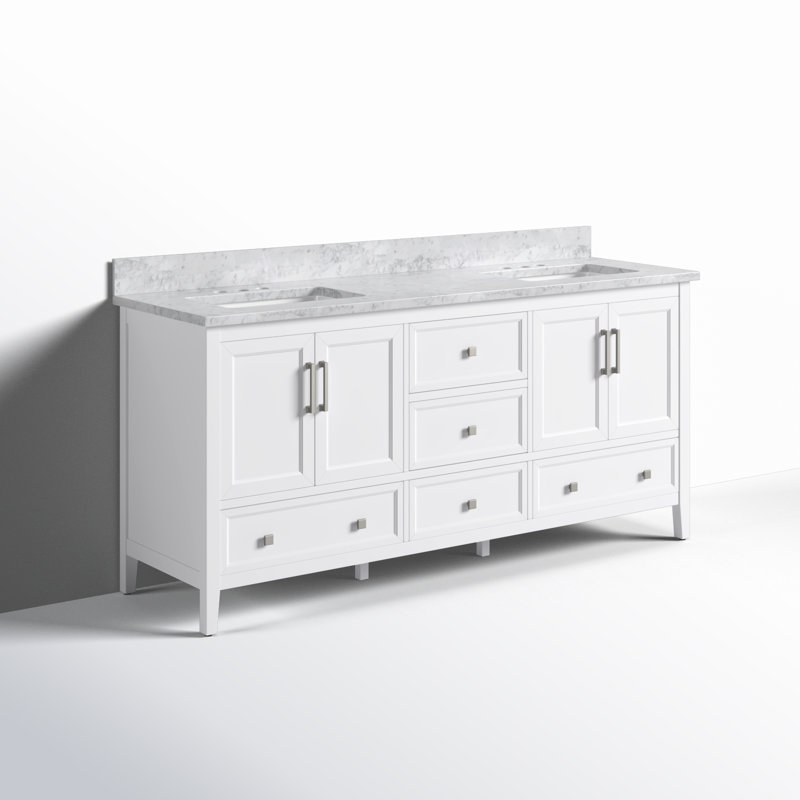 Everette 73'' W Double Vanity, White